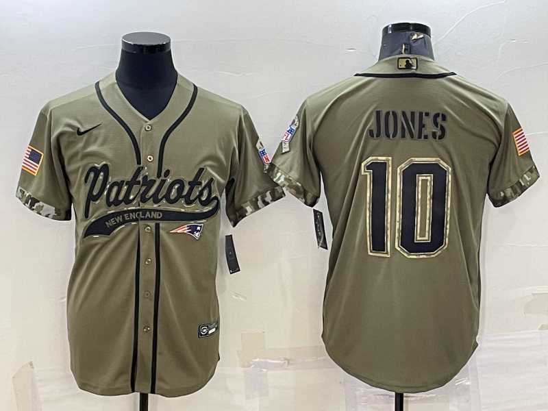 Men%27s New England Patriots #10 Mac Jones Olive 2022 Salute to Service Cool Base Stitched Baseball Jersey->new england patriots->NFL Jersey